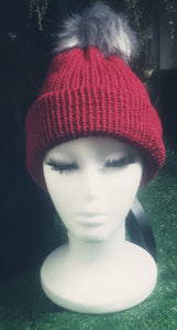 Red Shimmer Cuffed Beenie