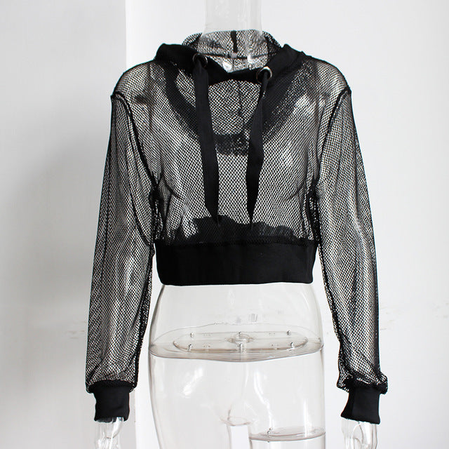 Mesh Cropped Hoodies